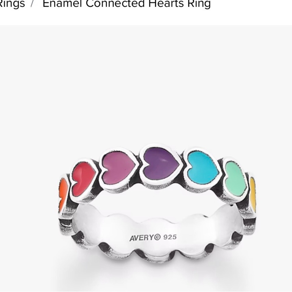 James Avery Multicolor Enamel Connected Hearts Ri… - image 1